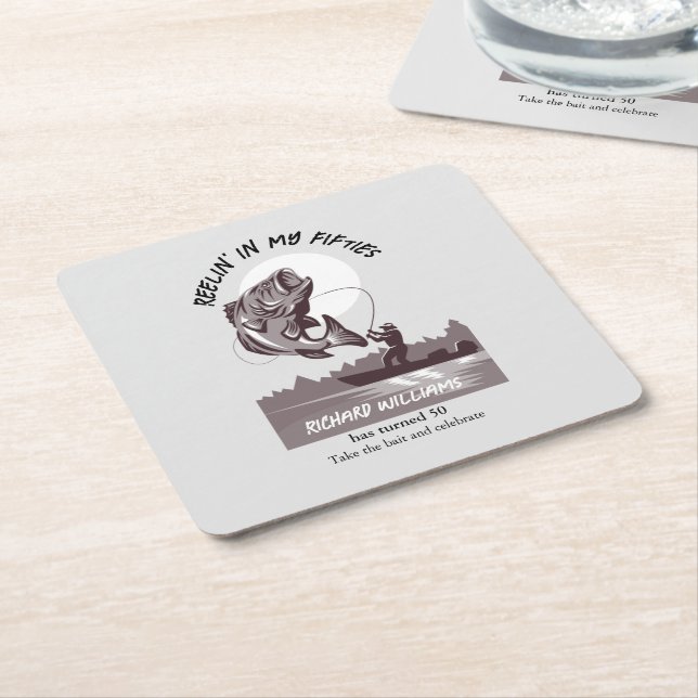 Vintager Fischsee 50. Geburtstag Rechteckiger Pappuntersetzer (angewinkelt)