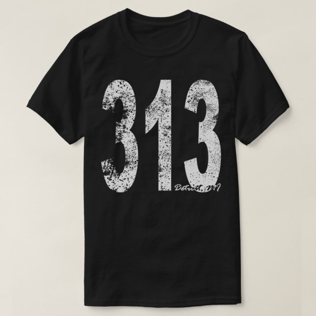 Vintager Flächencode 313 T-Shirt (Design vorne)