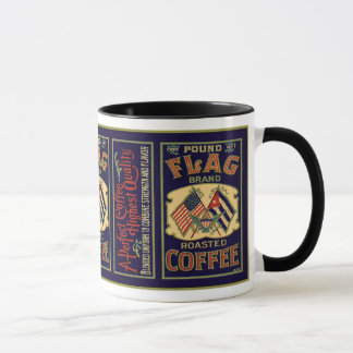Vintager Flaggen-Kaffee-Aufkleber, Flaggen-Marke 1 Tasse