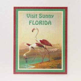 Vintager Flamingos Besuch Florida Reiseplaner Puzzle