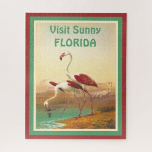 Vintager Flamingos Besuch Florida Reiseplaner Puzzle