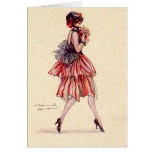 Vintager Flapper mit Blume,