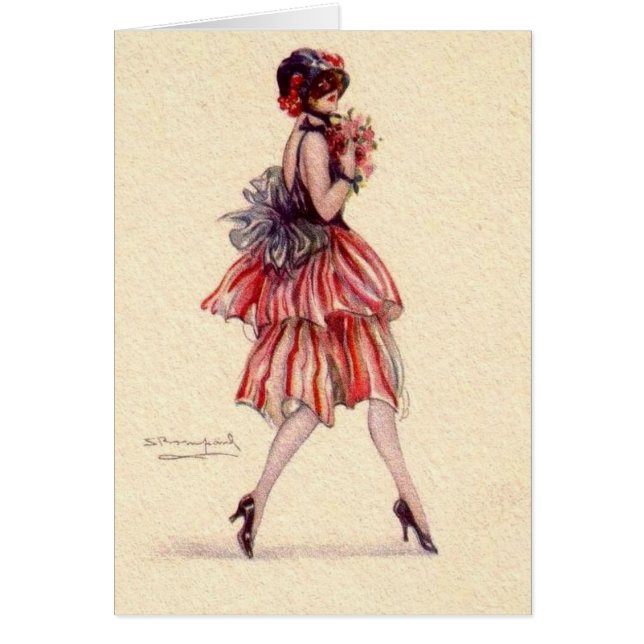Vintager Flapper mit Blume, (Vorne)