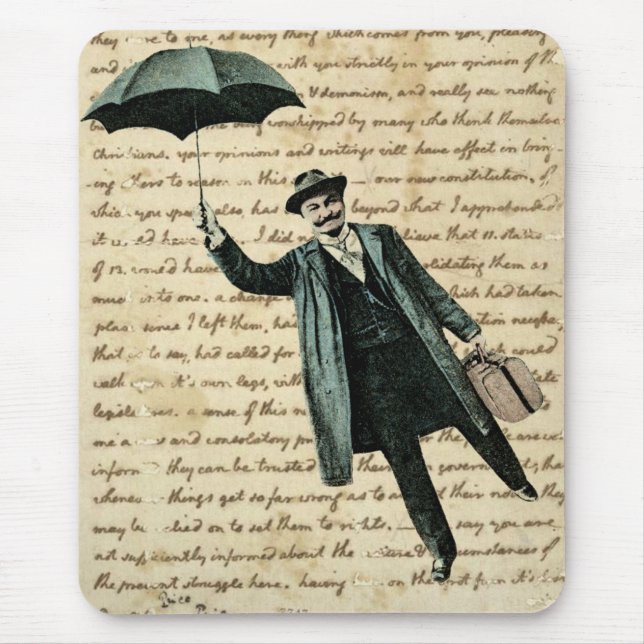 Vintager flatternder Schirmherr mit Handschriftens Mousepad (Vorne)
