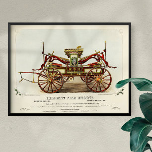 Vintager fleißiger Motor, 1852, wiederhergestellt Poster