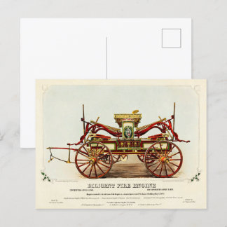 Vintager fleißiger Motor, 1852, wiederhergestellt Postkarte