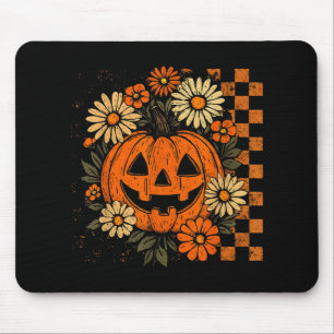 Vintager Floral Pumpkin Halloween Retro Jack O Lan Mousepad