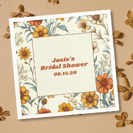 Vintager floraler 70er Inspiriert Zeitloses Brautp Serviette