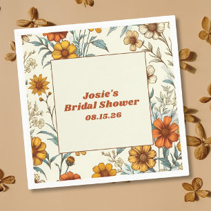Vintager floraler 70er Inspiriert Zeitloses Brautp Serviette