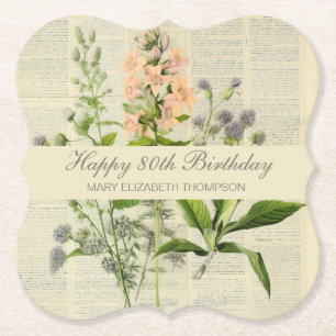 Vintager floraler 80. Geburtstag Untersetzer