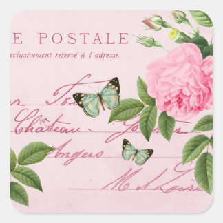 Vintager floraler Aufkleber mit rosa Rosa