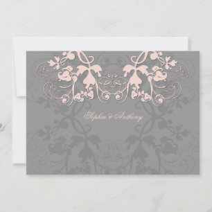 Vintager floraler Blüh Baby Pink Hochzeitsempfang Einladung