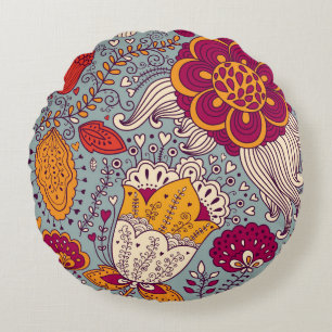 Vintager floraler Elegant Hintergrund Rundes Kissen