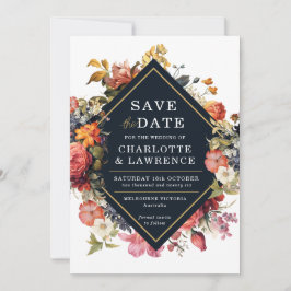 Vintager floraler, eleganter Orange-Stil Save the  Date