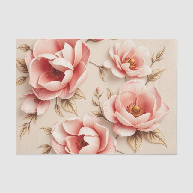 Vintager floraler Hintergrund mit Kamelien Seidenpapier (Vorderseite)