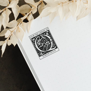 Vintager floraler Monogramm-Letter Q aus der Bibli Gummistempel