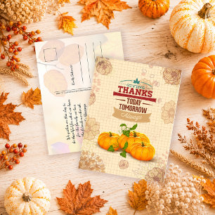 Vintager floraler Pumpkin Happy Thanksgiving Postkarte