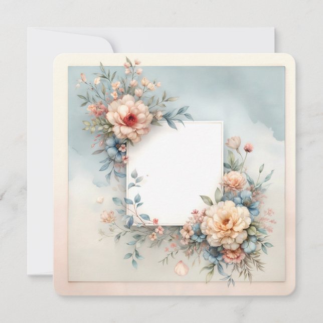 Vintager floraler Rahmen Romantischer Hintergrund Einladung (Vorderseite)
