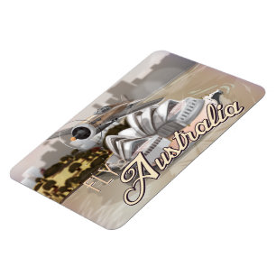 Vintager Flug nach Australien Reiseplakat Magnet