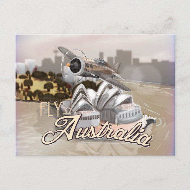 Vintager Flug nach Australien Reiseplakat Postkarte (Vorderseite)