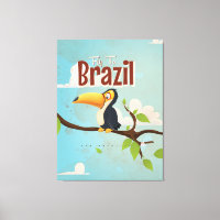 Vintager Flug nach Brasilien Toucan Travel Poster