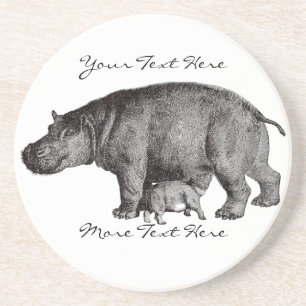 Vintager Flusspferd-Untersetzer Getränkeuntersetzer