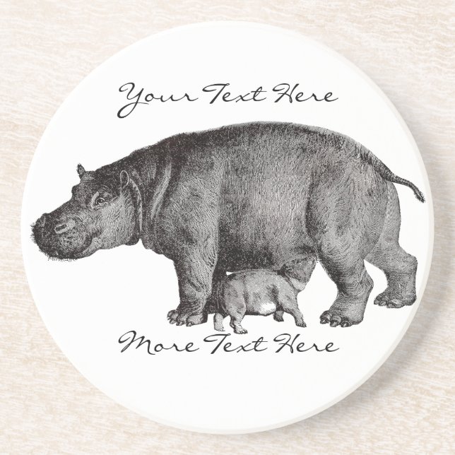 Vintager Flusspferd-Untersetzer Getränkeuntersetzer (Vorne)