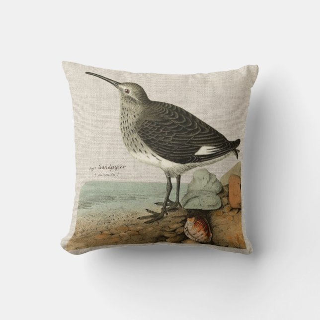 Vintager Flussuferläufer durch das Meer Kissen (Vorderseite)