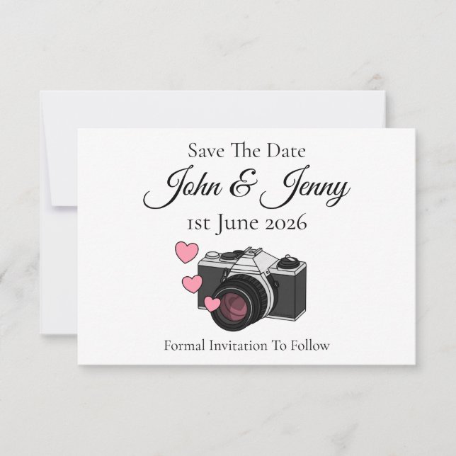 Vintager Fotograf beim Hochzeitstag speichert das  (Vorderseite)