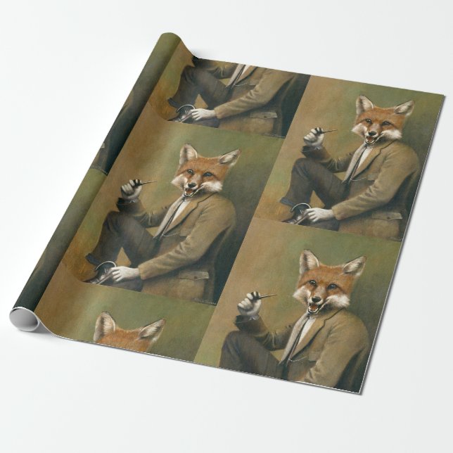 Vintager Fox im Anzugs-Geschenk-Verpackungs-Papier Geschenkpapier (Ungerollt)