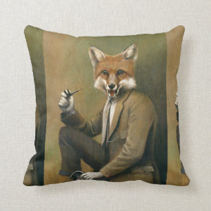 Vintager Fox in Anzug-Rückenwirbel Kissen