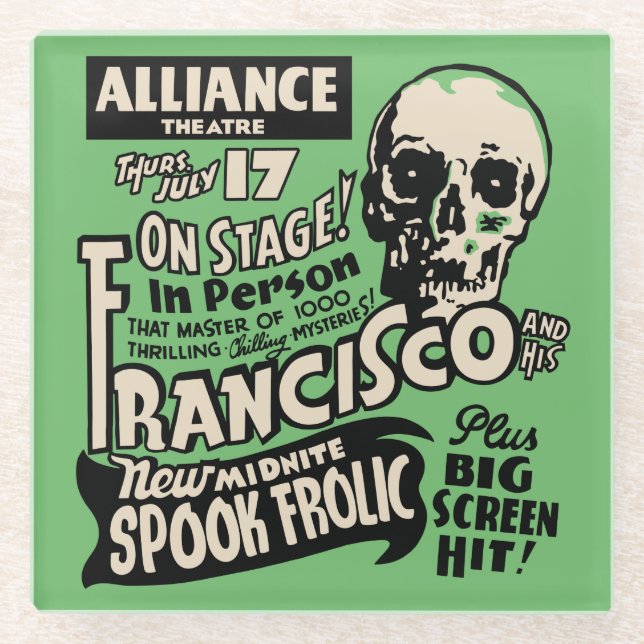 Vintager Francisco Spook Frolic Spook Show Poster Glasuntersetzer (Vorderseite)