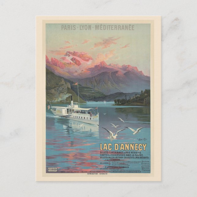 Vintager Frankreich Annecy-See Reisen Postkarte (Vorderseite)