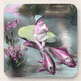 Vintager französischer Aprilscherz Pistcard Getränkeuntersetzer