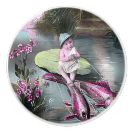 Vintager französischer Aprilscherz Pistcard Keramikknauf