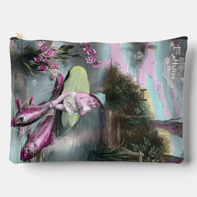 Vintager französischer Aprilscherz Pistcard Zubehörtasche (Vorderseite)