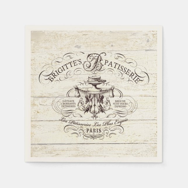 Vintager französischer Baker Serviette (Vorderseite)