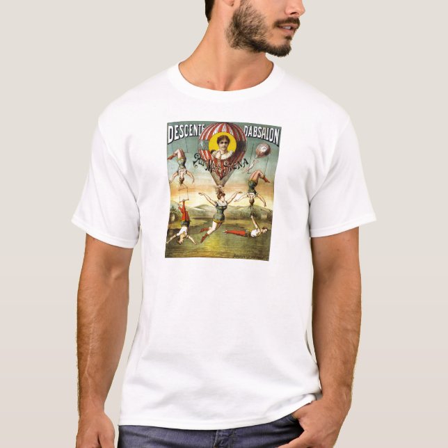 Vintager französischer Ballon und Trapeze-Leistung T-Shirt (Vorderseite)