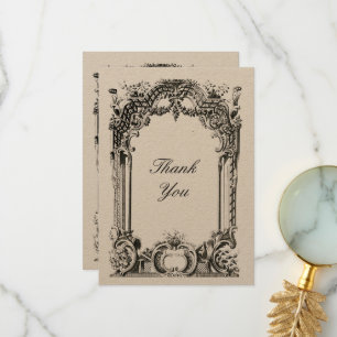 Vintager französischer barocker Rokoko Dankeskarte