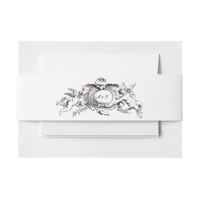 Vintager französischer barocker Rokoko Einladungsbanderole (Vorderseite Beispiel)