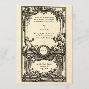 Vintager französischer barocker Rokoko Hochzeiten Einladung