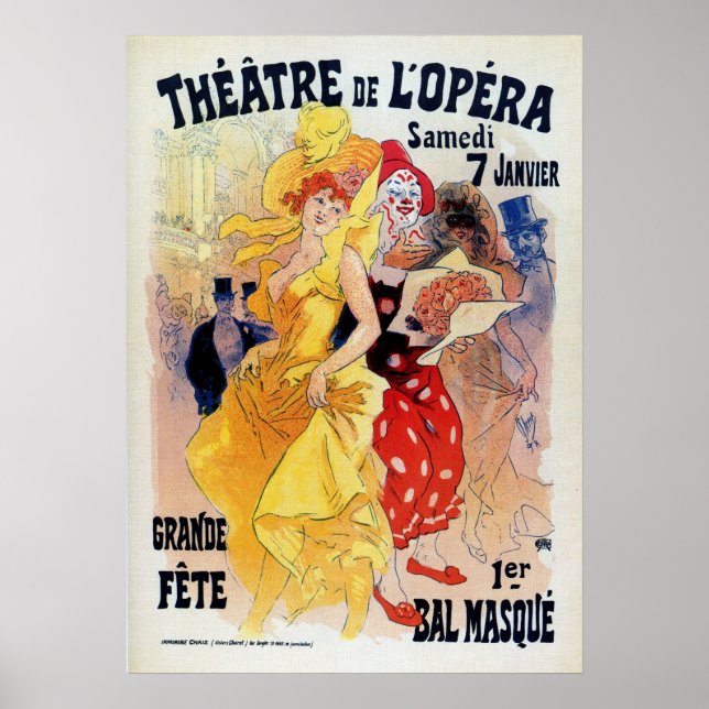 Vintager französischer Belle époque Masquerade Poster (Vorne)