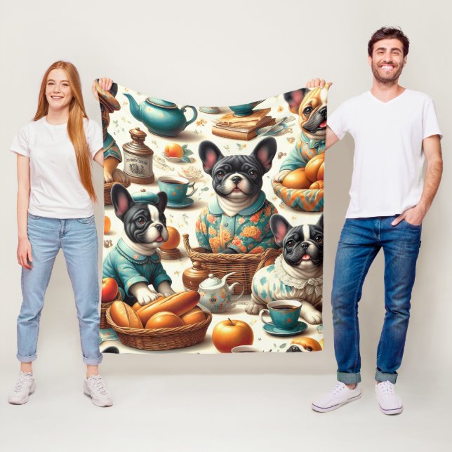 Vintager französischer Bulldog Seamless Fleecedecke (Beispiel)