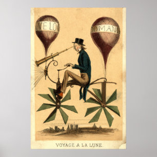 Vintager französischer Cartoon "Voyage a la Lune" Poster