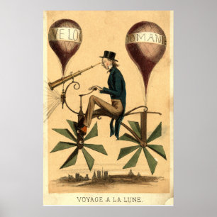 Vintager französischer Cartoon "Voyage a la Lune" Poster