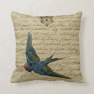 Vintager französischer Chic Bird Print Flying Swa Kissen