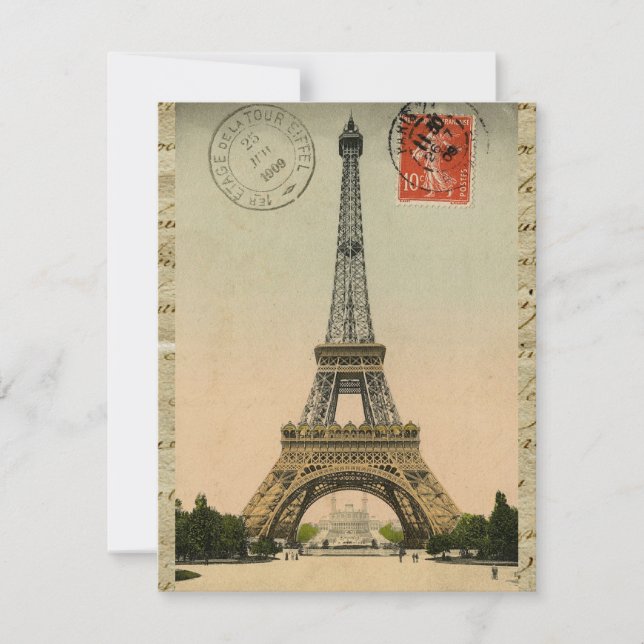 Vintager französischer Chic Eiffel Tower Paris Pos (Vorderseite)