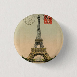 Vintager französischer Chic Eiffel Tower Paris Pos Button