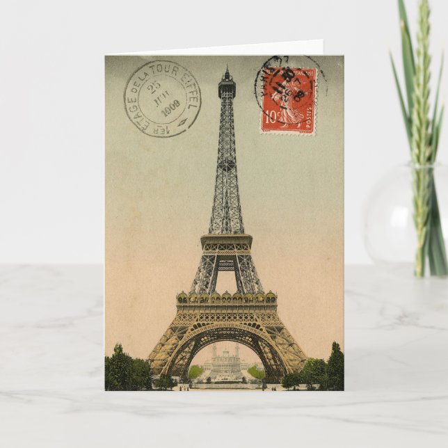 Vintager französischer Chic Eiffel Tower Paris Pos Karte (Vorderseite)