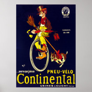 Vintager französischer Continental Bicycle Tire Cl Poster